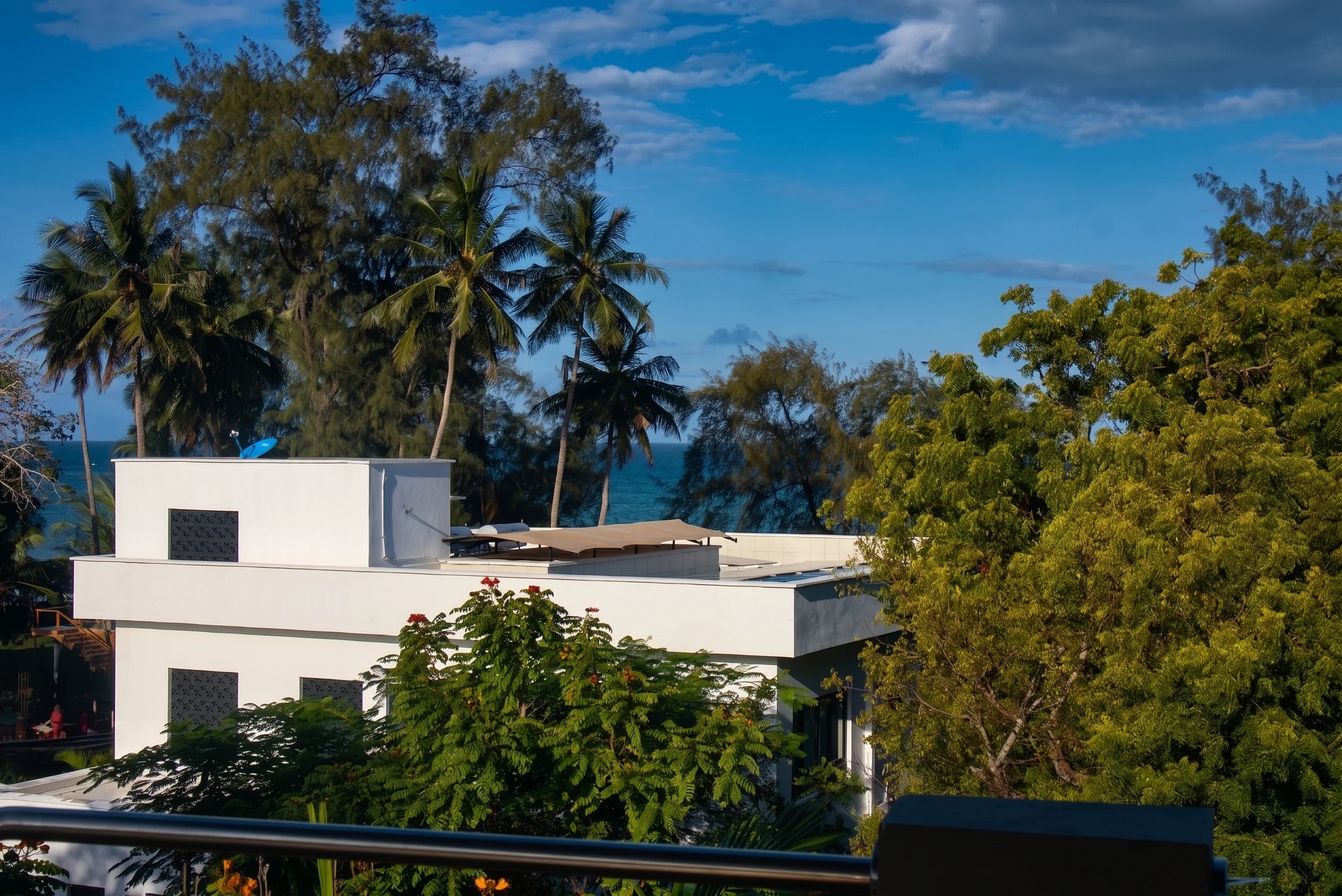 The Coastal Estate - Upper level ocean terrace and sunset perspective